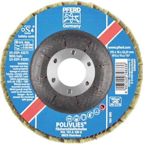 PFERD DISC FLAP ALUMINIUM OXIDE 115MM POLIVLIES COURSE